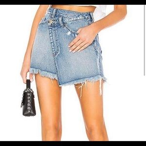 Pistola Asymmetrical waist mini
denim skirt size 26
